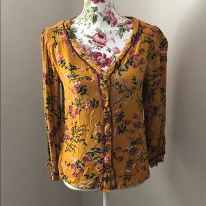 Yellow Top with Pink Trim and floral